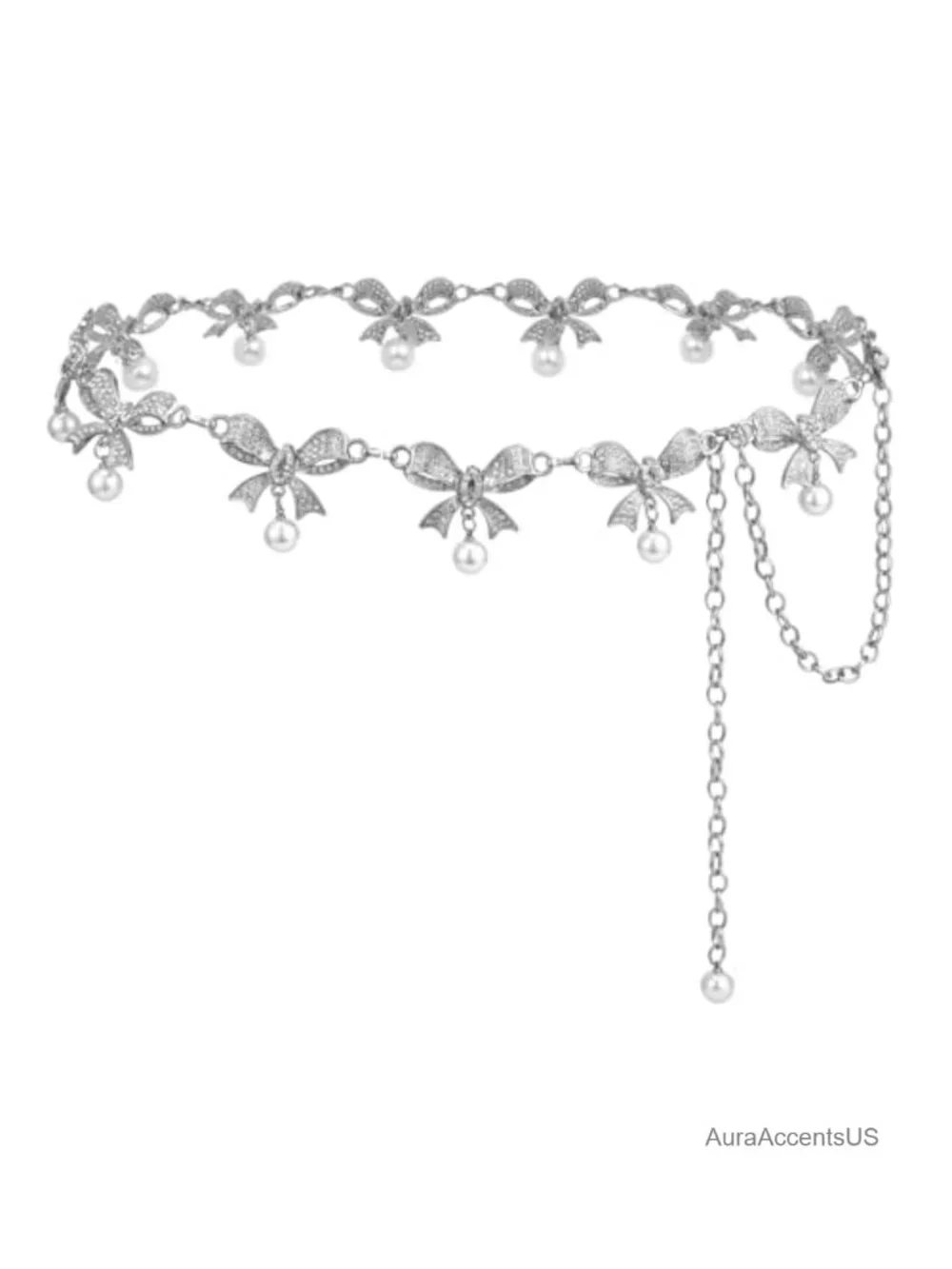 Vintage PU Leather Western Chain Belt with Diamond Rhinestone